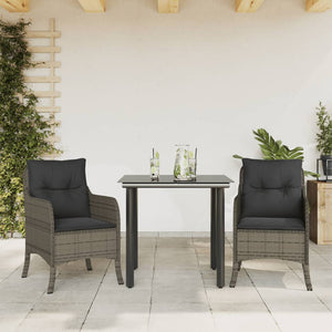 Set da Pranzo da Giardino 3 pz con Cuscini in Polyrattan Grigio 3211955