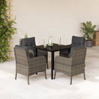 Set da Pranzo da Giardino 5 pz con Cuscini in Polyrattan Grigio 3211956