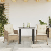 Set da Pranzo da Giardino 3 pz con Cuscini Beige in Polyrattan 3211969