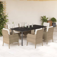 Set da Pranzo da Giardino 7 pz con Cuscini Beige in Polyrattan 3211974