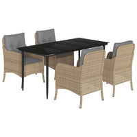 Set da Pranzo da Giardino 5 pz con Cuscini Beige in Polyrattan 3211979