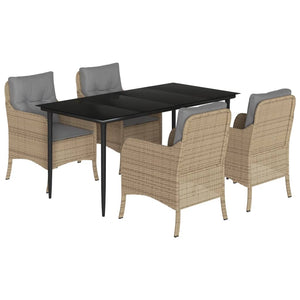 Set da Pranzo da Giardino 5 pz con Cuscini Beige in Polyrattan 3211979