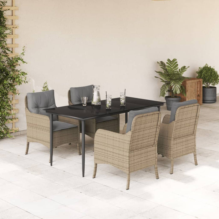 Set da Pranzo da Giardino 5 pz con Cuscini Beige in Polyrattan 3211979