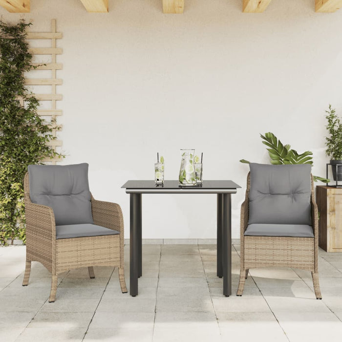 Set da Pranzo da Giardino 3 pz con Cuscini Beige in Polyrattan 3211983