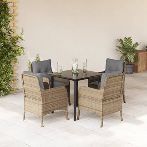 Set da Pranzo da Giardino 5 pz con Cuscini Beige in Polyrattan 3211984