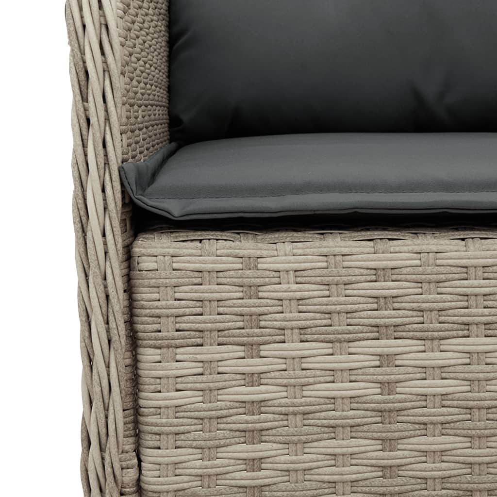 Set Pranzo da Giardino 3pz con Cuscini Grigio Chiaro Polyrattan 3211997