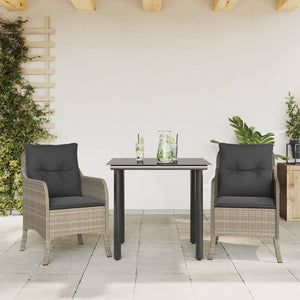 Set Pranzo da Giardino 3pz con Cuscini Grigio Chiaro Polyrattan 3211997