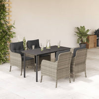 Set Pranzo da Giardino 5pz con Cuscini Grigio Chiaro Polyrattancod mxl 92140