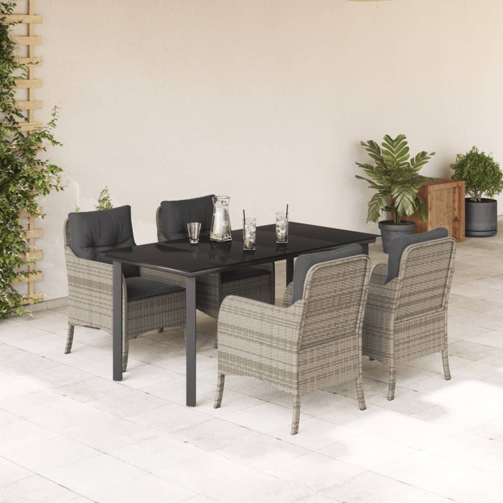 Set Pranzo da Giardino 5pz con Cuscini Grigio Chiaro Polyrattancod mxl 92156