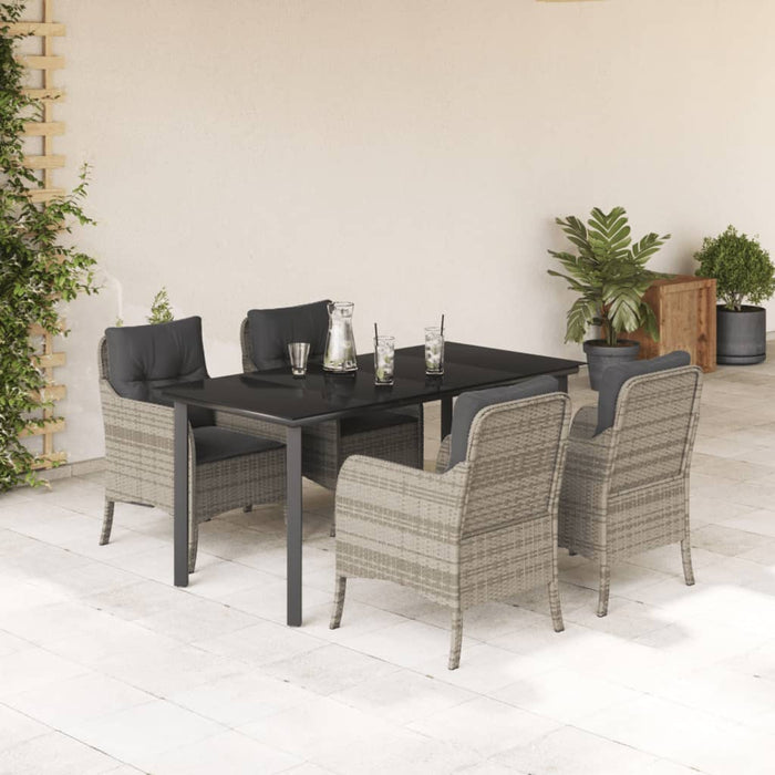 Set Pranzo da Giardino 5pz con Cuscini Grigio Chiaro Polyrattan 3212000