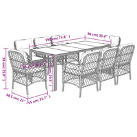 Set da Pranzo da Giardino 9 pz con Cuscini Nero in Polyrattan 3212023