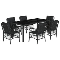 Set da Pranzo da Giardino 7 pz Nero con Cuscini in Polyrattancod mxl 88656