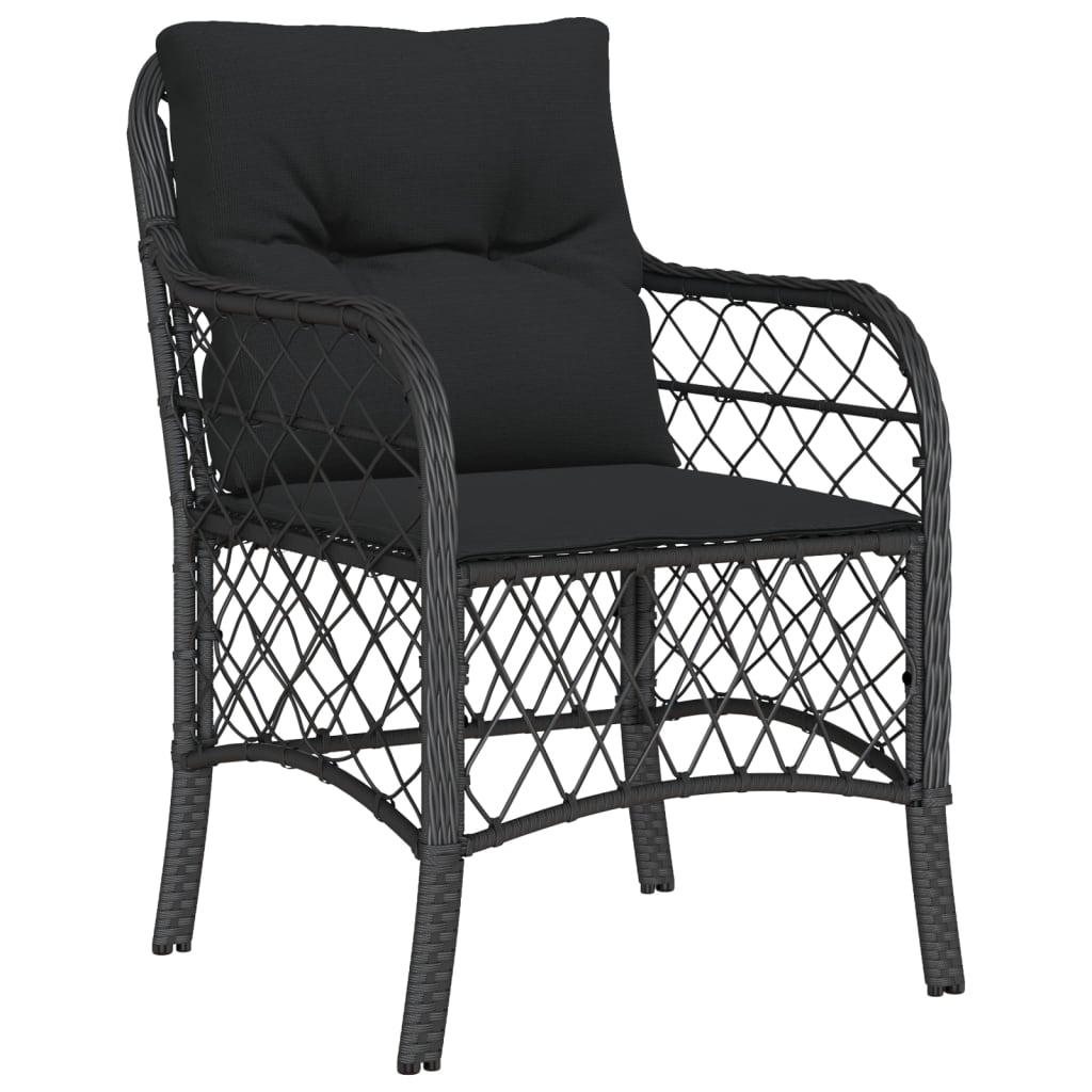 Set da Pranzo da Giardino 7 pz Nero con Cuscini in Polyrattan 3212028