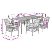 Set da Pranzo da Giardino 7 pz con Cuscini in Polyrattan Grigio 3212052