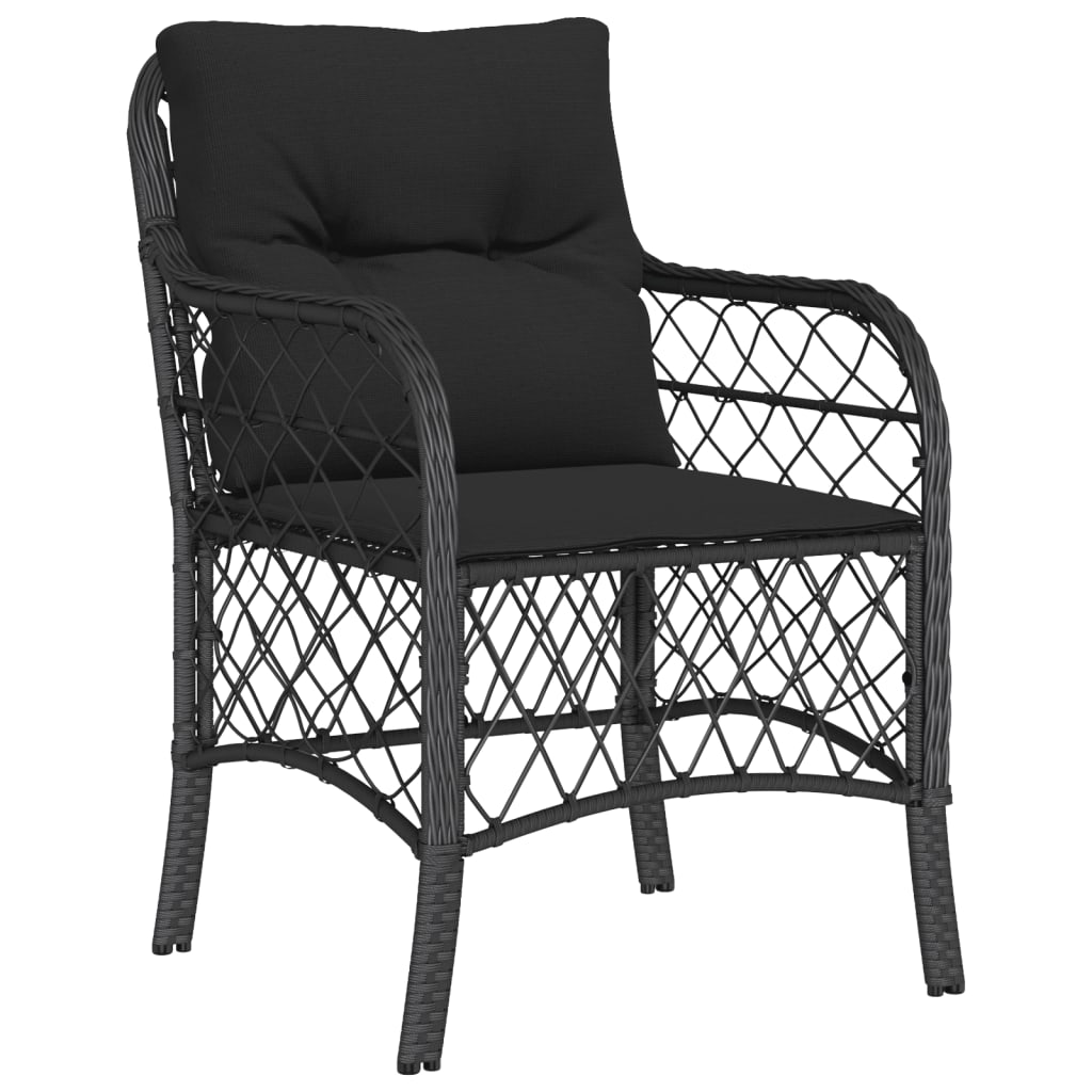 Set da Pranzo da Giardino 9 pz con Cuscini Nero in Polyrattan 3212057