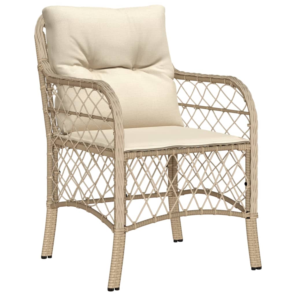 Set da Pranzo da Giardino 9 pz con Cuscini Beige in Polyrattan 3212077