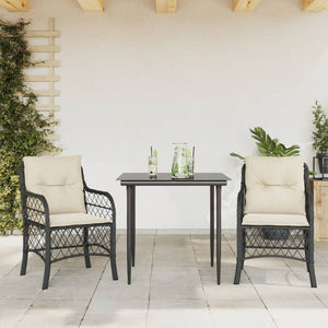 Set da Bistrò 3 pz con Cuscini Nero in Polyrattan 3212082