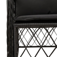 Set da Bistrò 3 pz con Cuscini Nero in Polyrattan 3212096