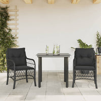 Set da Bistrò 3 pz con Cuscini Nero in Polyrattan 3212103