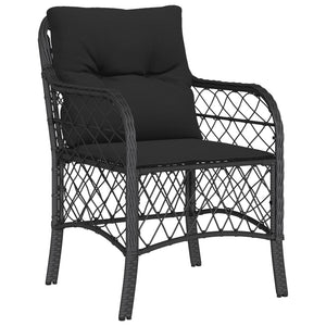 Set da Pranzo da Giardino 5 pz Nero con Cuscini in Polyrattan 3212105