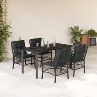 Set da Pranzo da Giardino 5 pz Nero con Cuscini in Polyrattancod mxl 111210