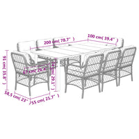 Set da Pranzo da Giardino 9 pz con Cuscini Nero in Polyrattan 3212109