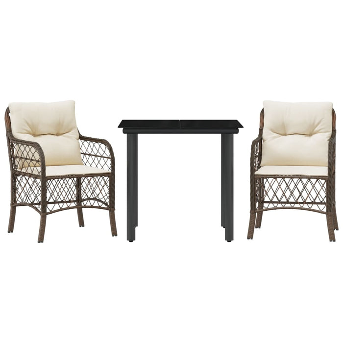 Set Bistrò 3 pz con Cuscini Marrone in Polyrattan 3212117