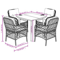 Set da Pranzo da Giardino 5pz con Cuscini in Polyrattan Marrone 3212118