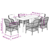 Set da Pranzo da Giardino 7pz con Cuscini in Polyrattan Marrone 3212121