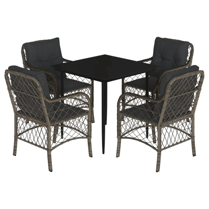 Set da Pranzo da Giardino 5 pz con Cuscini in Polyrattan Grigio 3212125