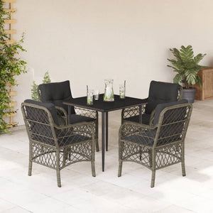 Set da Pranzo da Giardino 5 pz con Cuscini in Polyrattan Grigio 3212125