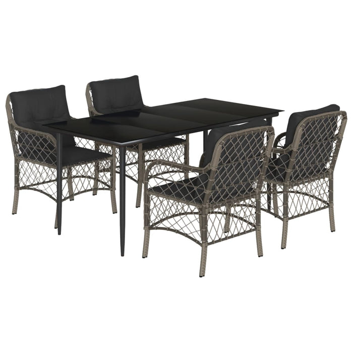 Set da Pranzo da Giardino 5 pz con Cuscini in Polyrattan Grigiocod mxl 111211