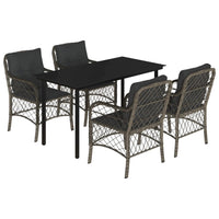 Set da Pranzo da Giardino 5 pz con Cuscini in Polyrattan Grigio 3212133