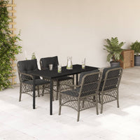 Set da Pranzo da Giardino 5 pz con Cuscini in Polyrattan Grigio 3212133