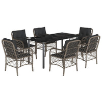 Set da Pranzo da Giardino 7 pz con Cuscini in Polyrattan Grigio 3212135