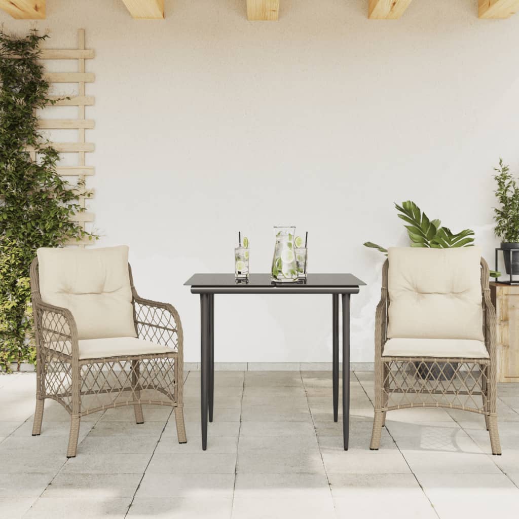 Set da Bistrò 3 pz con Cuscini Beige in Polyrattan 3212138