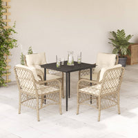 Set da Pranzo da Giardino 5 pz con Cuscini Beige in Polyrattancod mxl 87202