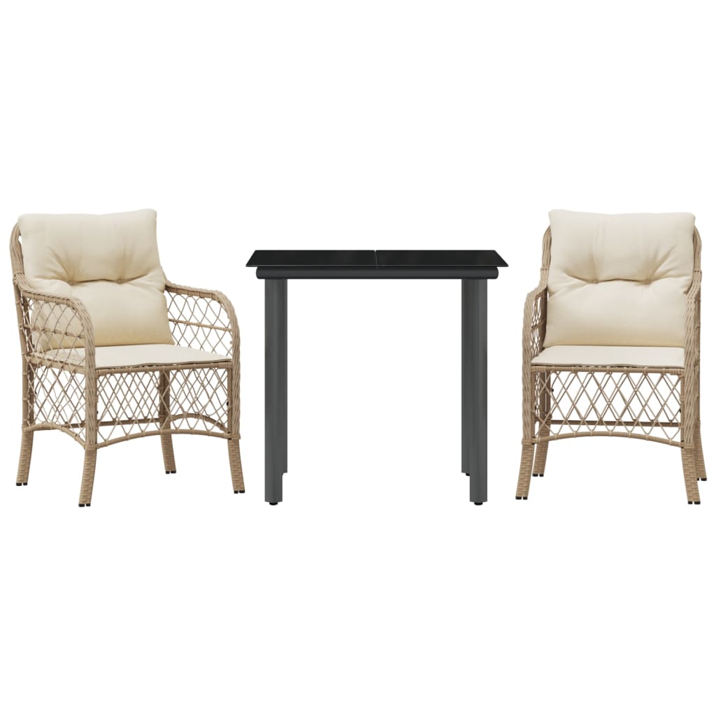 Set da Bistrò 3 pz con Cuscini Beige in Polyrattan 3212145