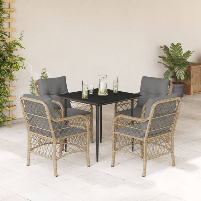 Set Pranzo da Giardino 5 pz con Cuscini Beige Misto Polyrattancod mxl 87205