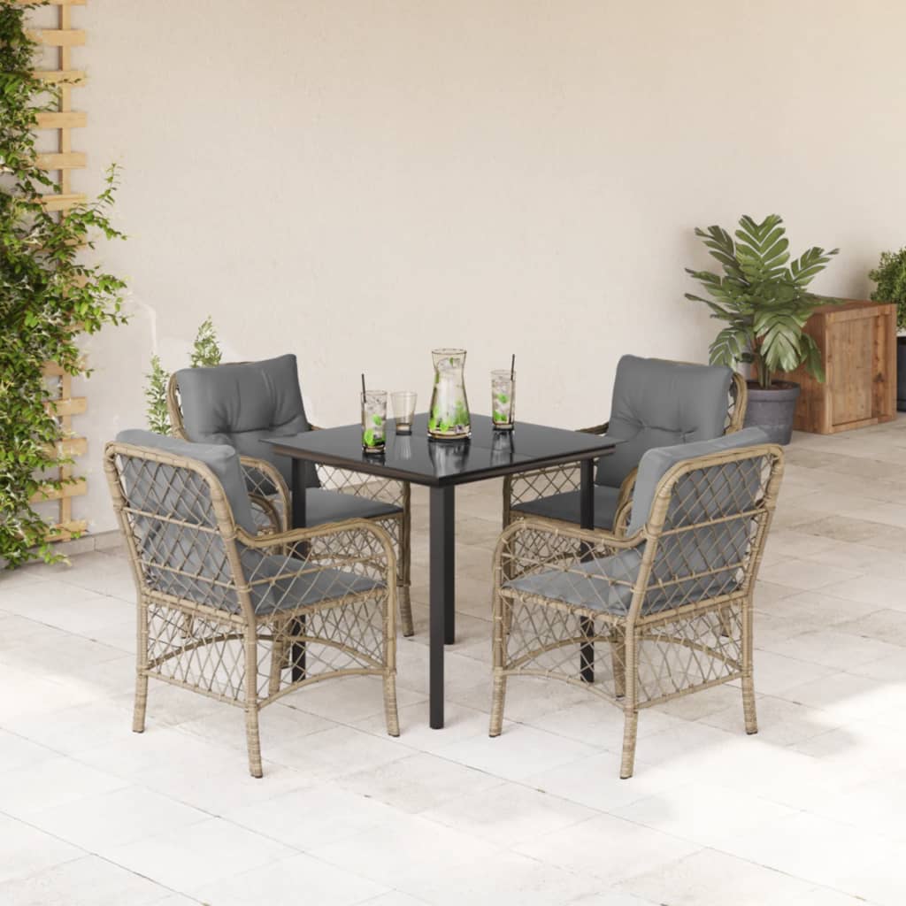 Set Pranzo da Giardino 5 pz con Cuscini Beige Misto Polyrattan 3212160