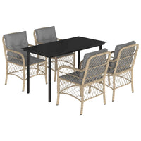 Set Pranzo da Giardino 5 pz con Cuscini Beige Misto Polyrattan 3212161