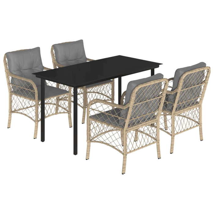 Set Pranzo da Giardino 5 pz con Cuscini Beige Misto Polyrattan 3212161