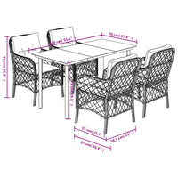 Set Pranzo da Giardino 5 pz con Cuscini Beige Misto Polyrattan 3212161