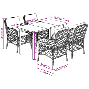 Set Pranzo da Giardino 5 pz con Cuscini Beige Misto Polyrattan 3212161