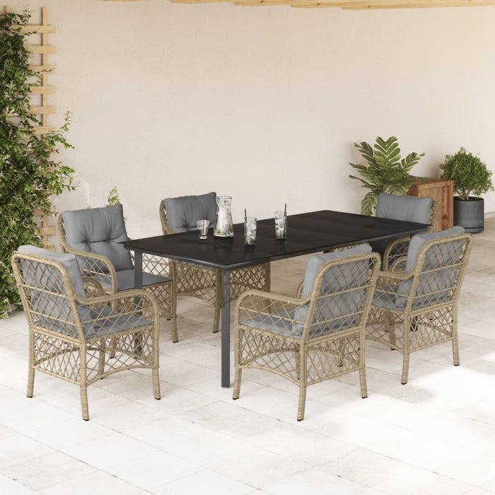 Set Pranzo da Giardino 7 pz con Cuscini Beige Misto Polyrattancod mxl 92149