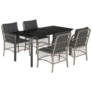 Set Pranzo da Giardino 5pz con Cuscini Grigio Chiaro Polyrattan 3212176