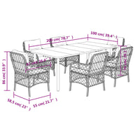 Set da Pranzo da Giardino 7 pz Cuscini Polyrattan Grigio Chiaro 3212178