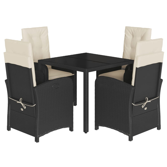 Set da Pranzo da Giardino 5 pz Nero con Cuscini in Polyrattan 3212196