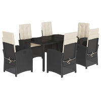 Set da Pranzo da Giardino 7 pz Nero con Cuscini in Polyrattancod mxl 87370