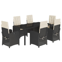 Set da Pranzo da Giardino 7 pz Nero con Cuscini in Polyrattancod mxl 111380